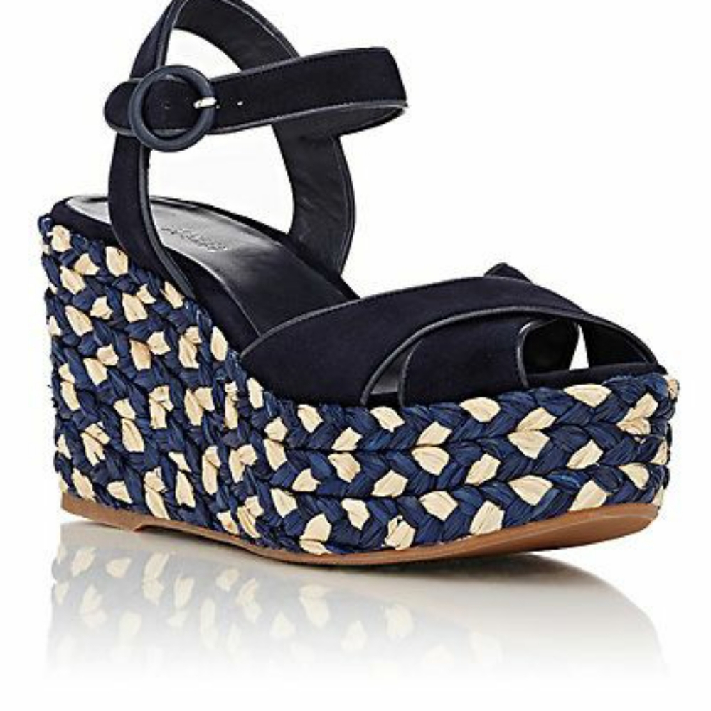 Rare Barneys New York Navy Suede Kabuki sandals 39